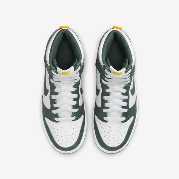 Nike Dunk High Older Kids' Basketball Shoes Green / Gold / White | NK089YZN