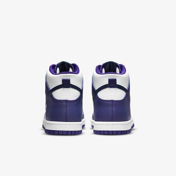 Nike Dunk High Older Kids' Sneakers White / Purple / Navy | NK564RJW