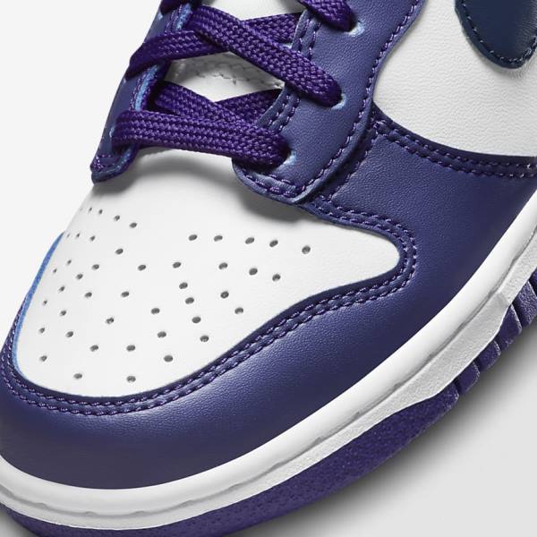 Nike Dunk High Older Kids' Sneakers White / Purple / Navy | NK564RJW