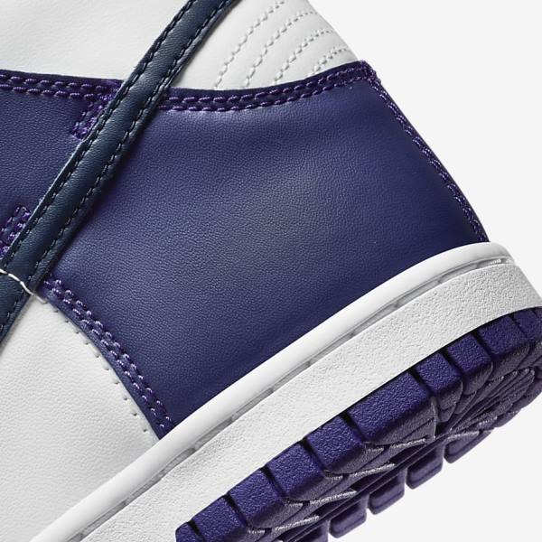 Nike Dunk High Older Kids' Sneakers White / Purple / Navy | NK564RJW