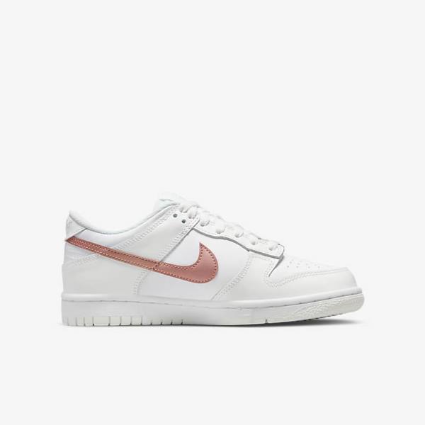 Nike Dunk Low Older Kids' Sneakers White / Metal Red Brown | NK890CLD