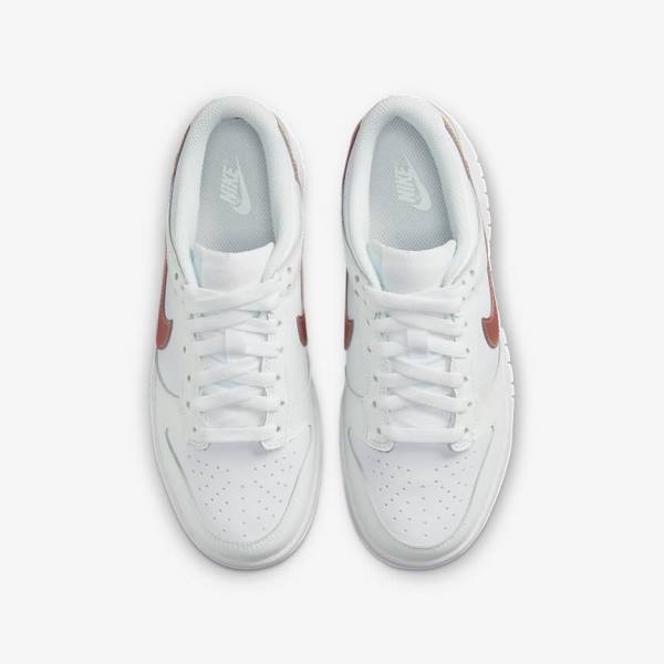 Nike Dunk Low Older Kids' Sneakers White / Metal Red Brown | NK890CLD