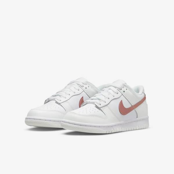 Nike Dunk Low Older Kids' Sneakers White / Metal Red Brown | NK890CLD