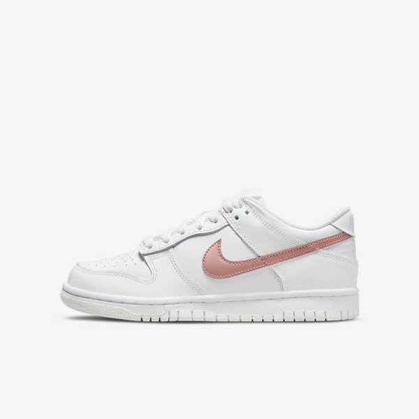 Nike Dunk Low Older Kids\' Sneakers White / Metal Red Brown | NK890CLD