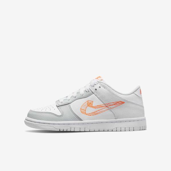 Nike Dunk Low SE Older Kids\' Sneakers White / Platinum / Orange | NK403OZT