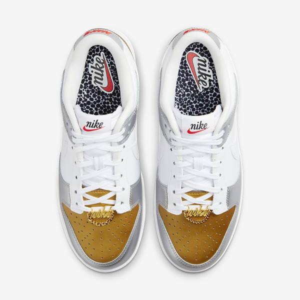 Nike Dunk Low SE Women's Sneakers Gold / Silver / Red / White | NK685WGO