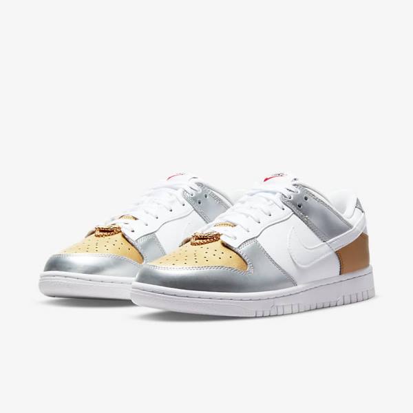 Nike Dunk Low SE Women's Sneakers Gold / Silver / Red / White | NK685WGO