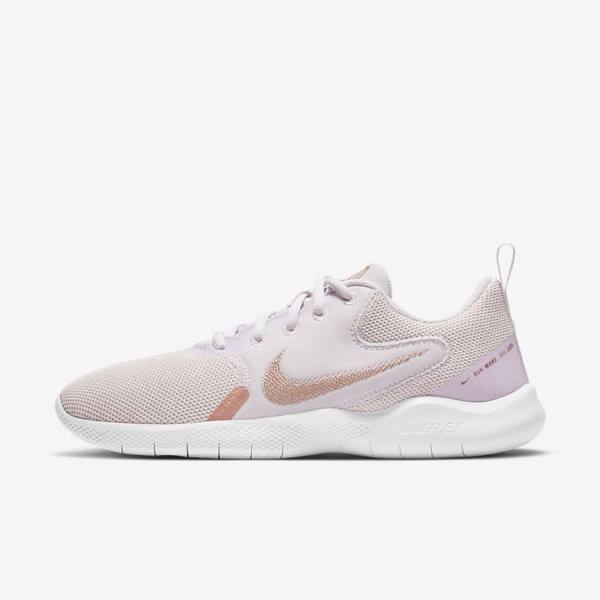 Nike Flex Experience Run 10 Road Women\'s Running Shoes Light Purple / White / Metal Red Brown | NK187GWB