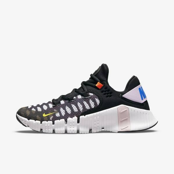 Nike Free Metcon 4 Men\'s Training Shoes Black / White / Blue / Yellow | NK749UOI