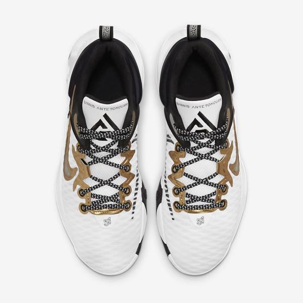 Nike Giannis Immortality Men's Basketball Shoes White / Black / Metal Gold | NK307KNC