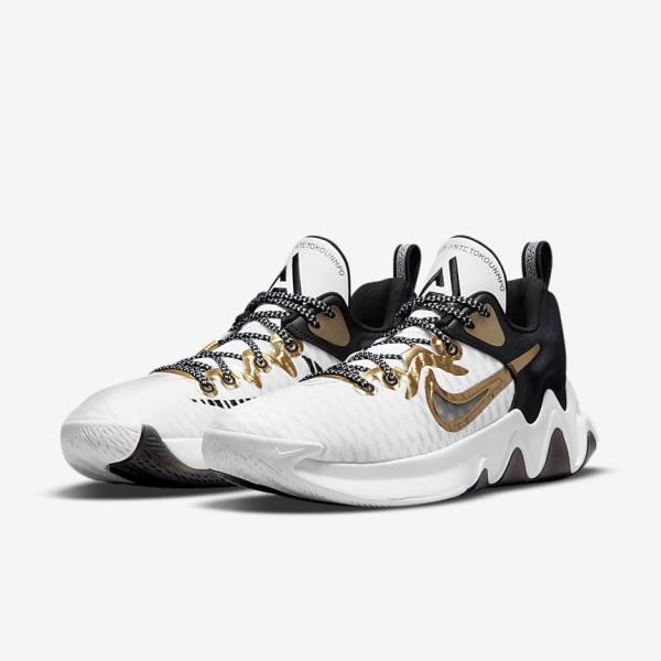 Nike Giannis Immortality Men's Basketball Shoes White / Black / Metal Gold | NK307KNC