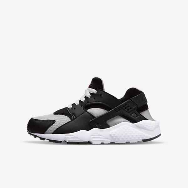 Nike Huarache Run Older Kids\' Sneakers Black / Grey / White / Red | NK176BZR