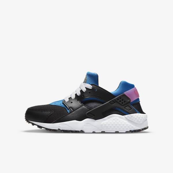 Nike Huarache Run Older Kids\' Sneakers Black / Light Blue / Pink / Mint | NK237JZU