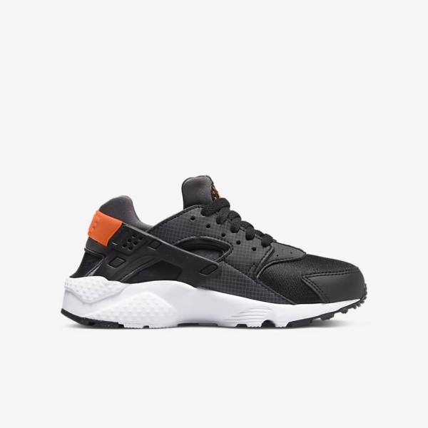 Nike Huarache Run Older Kids' Sneakers Black / Orange / Grey / White | NK307GHL