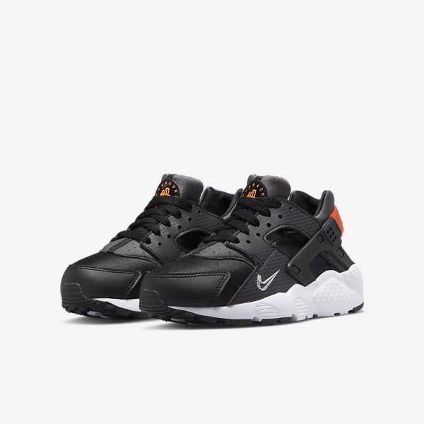 Nike Huarache Run Older Kids' Sneakers Black / Orange / Grey / White | NK307GHL