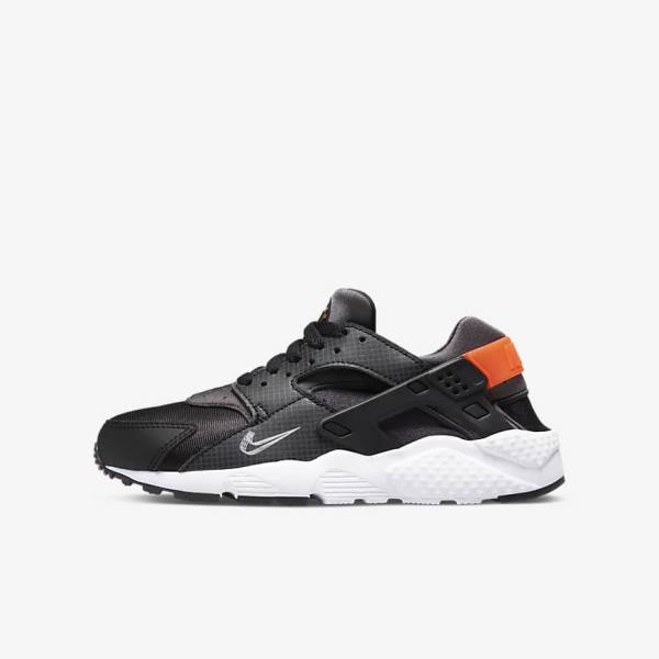 Nike Huarache Run Older Kids\' Sneakers Black / Orange / Grey / White | NK307GHL