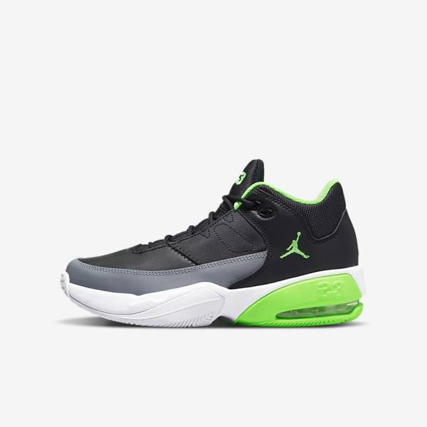 Nike Jordan Max Aura 3 Older Kids\' Jordan Shoes Black / Grey / White / Green | NK312OBD