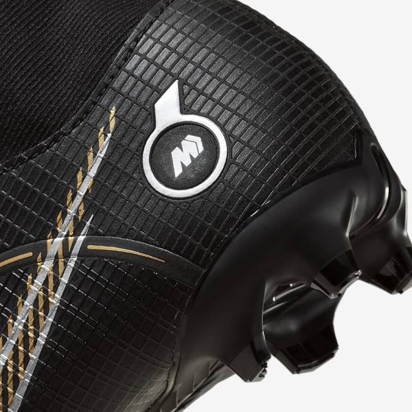 Nike Jr. Mercurial Superfly 8 Academy MG Older Multi-Ground Kids' Football Shoes Black / Metal Silver / Grey / Metal Gold | NK574PAI