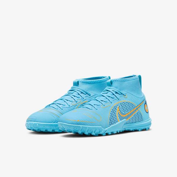 Nike Jr. Mercurial Superfly 8 Academy TF Older Turf Kids' Football Shoes Blue / Orange | NK943JXO