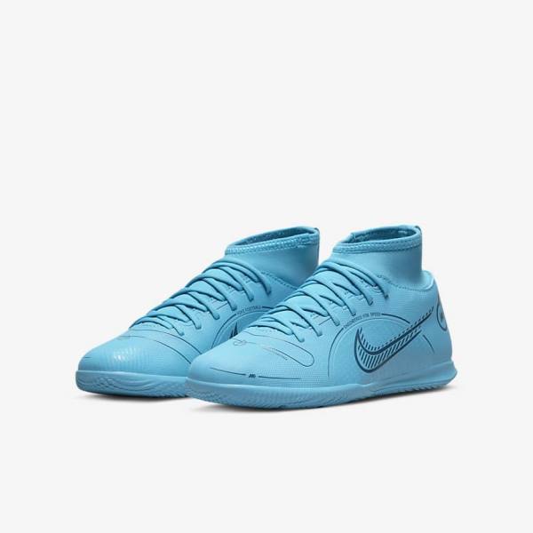 Nike Jr. Mercurial Superfly 8 Club IC Older Indoor-Court Kids' Football Shoes Blue / Orange | NK846DRE