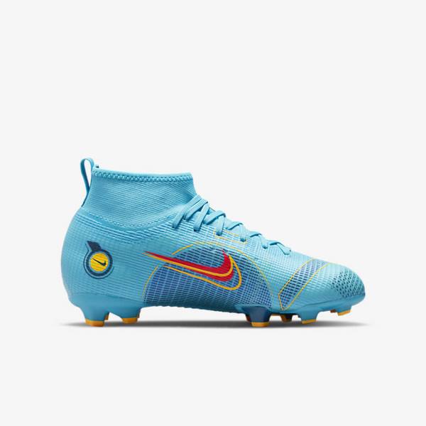 Nike Jr. Mercurial Superfly 8 Pro FG Younger and Older Firm-Grounds Kids' Football Shoes Blue / Orange | NK502HKL