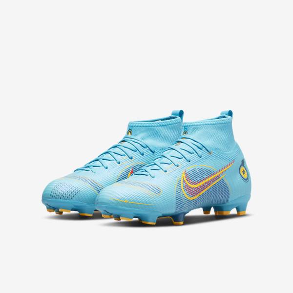 Nike Jr. Mercurial Superfly 8 Pro FG Younger and Older Firm-Grounds Kids' Football Shoes Blue / Orange | NK502HKL