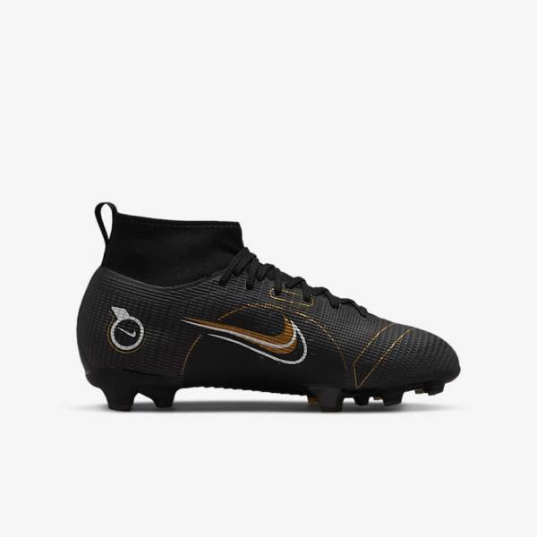 Nike Jr. Mercurial Superfly 8 Pro FG Younger and Older Firm-Grounds Kids' Football Shoes Black / Metal Silver / Grey / Metal Gold | NK701VKA