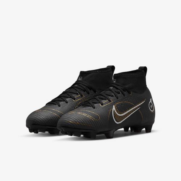 Nike Jr. Mercurial Superfly 8 Pro FG Younger and Older Firm-Grounds Kids' Football Shoes Black / Metal Silver / Grey / Metal Gold | NK701VKA