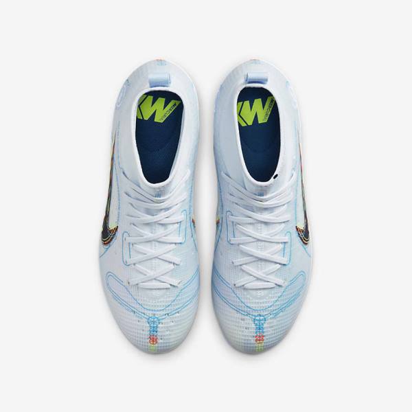 Nike Jr. Mercurial Superfly 8 Pro FG Younger and Older Firm-Grounds Kids' Football Shoes Grey / Light Blue | NK742CTM