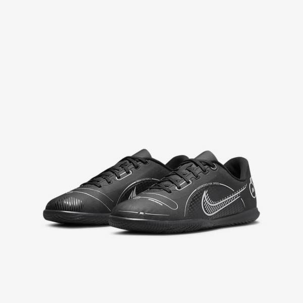 Nike Jr. Mercurial Vapor 14 Club IC Older Indoor Court Kids' Football Shoes Black / Grey / Metal Silver | NK934BWJ