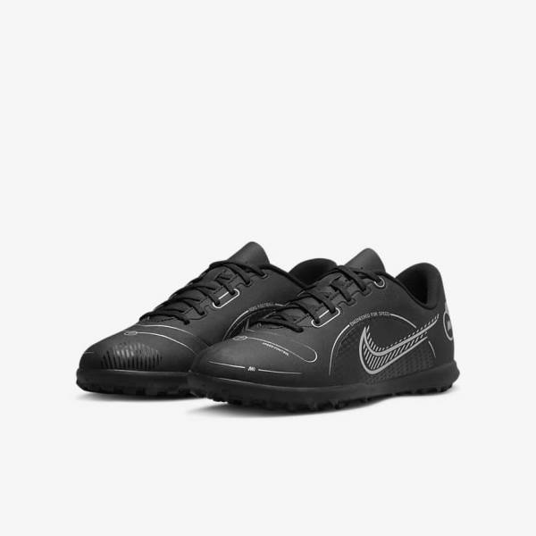 Nike Jr. Mercurial Vapor 14 Club TF Older Kids Turf Kids' Football Shoes Black / Grey / Metal Silver | NK291ZJN