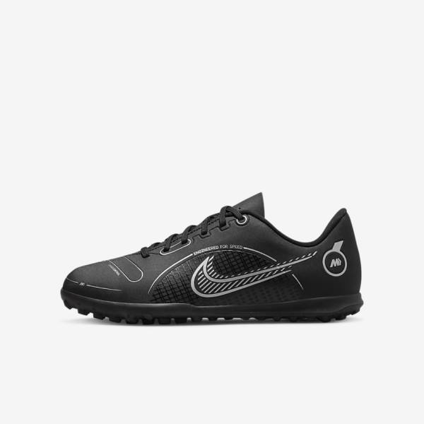 Nike Jr. Mercurial Vapor 14 Club TF Older Kids Turf Kids\' Football Shoes Black / Grey / Metal Silver | NK291ZJN