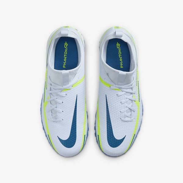 Nike Jr. Phantom GT2 Academy Dynamic Fit TF Older Turf Kids' Football Shoes Grey / Light Blue / Dark Blue | NK486UAK