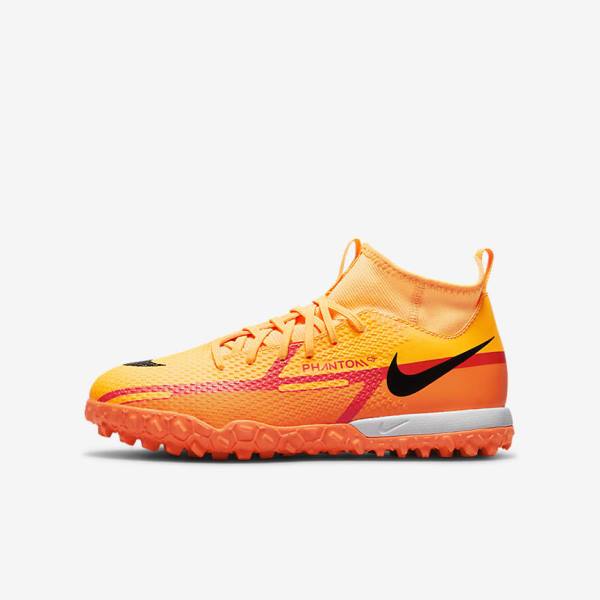 Nike Jr. Phantom GT2 Academy Dynamic Fit TF Older Turf Kids\' Football Shoes Orange / Light Red / Black | NK618IDH