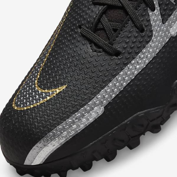 Nike Jr. Phantom GT2 Academy Dynamic Fit TF Older Turf Kids' Football Shoes Black / Metal Gold / Dark Grey / Metal Dark Grey | NK745MNK