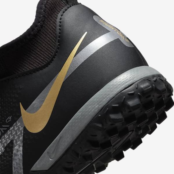 Nike Jr. Phantom GT2 Academy Dynamic Fit TF Older Turf Kids' Football Shoes Black / Metal Gold / Dark Grey / Metal Dark Grey | NK745MNK