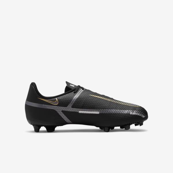 Nike Jr. Phantom GT2 Academy MG Older Multi-Ground Kids' Football Shoes Black / Metal Gold / Dark Grey / Metal Dark Grey | NK204XCP