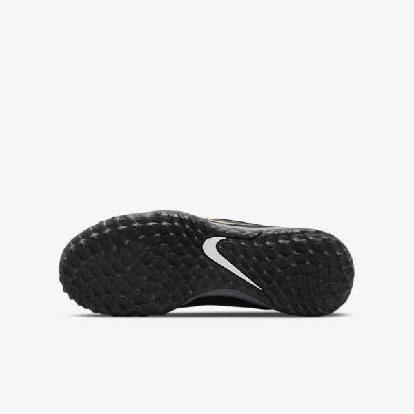 Nike Jr. Tiempo Legend 9 Academy TF Older Turf Kids' Football Shoes Black / Dark Grey / Metal Gold / Black | NK506EMQ