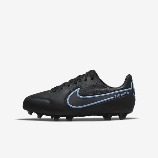 Nike Jr. Tiempo Legend 9 Pro FG Older Firm-Ground Kids\' Football Shoes Black / Grey | NK867VRT