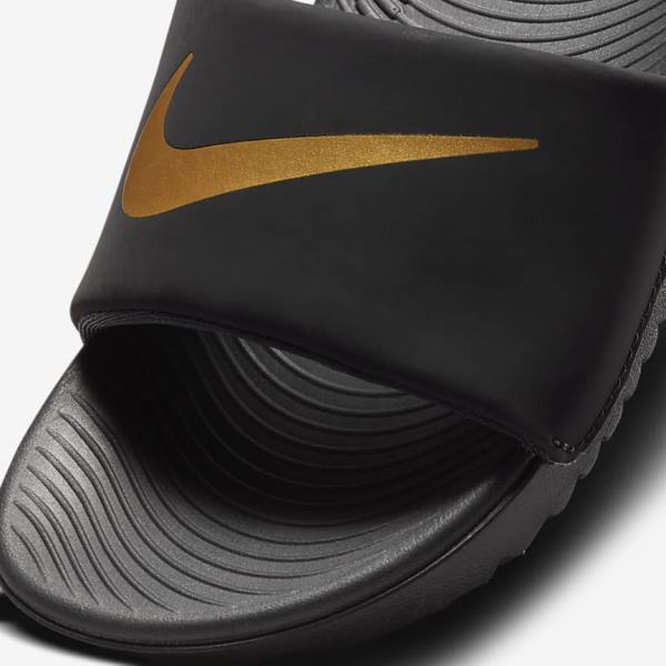 Nike Kawa Older Kids' Slides Black / Metal Gold | NK021NVT