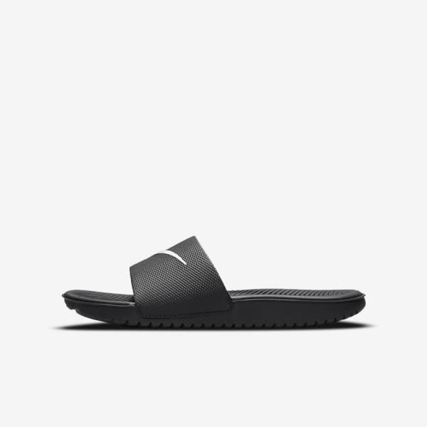 Nike Kawa Older Kids\' Slides Black / White | NK912OQG