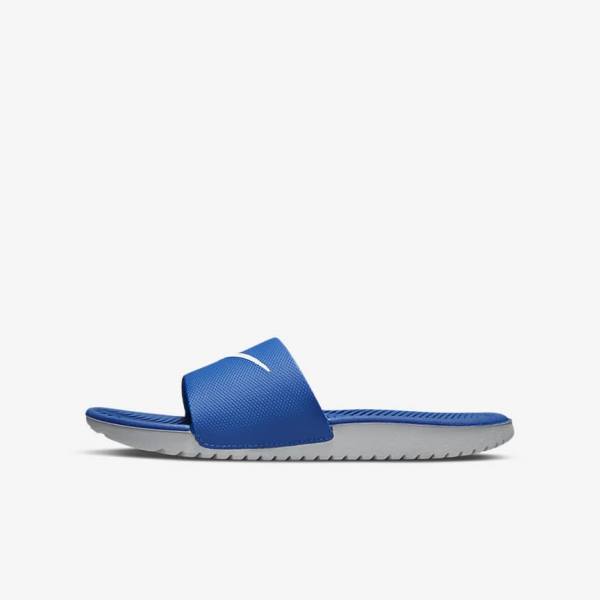 Nike Kawa Older Kids\' Slides Blue / White | NK569QFX