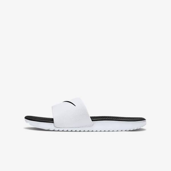 Nike Kawa Older Kids\' Slides White / Black | NK846VPJ