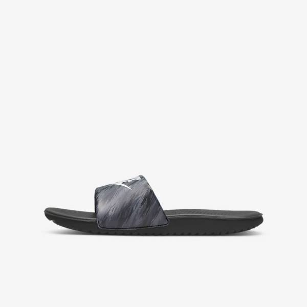 Nike Kawa SE Older Kids\' Slides Black / Platinum | NK234ZVX