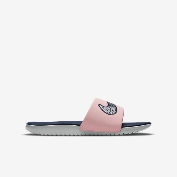 Nike Kawa SE Older Kids' Slides Pink / Navy / Metal Silver | NK390KYC