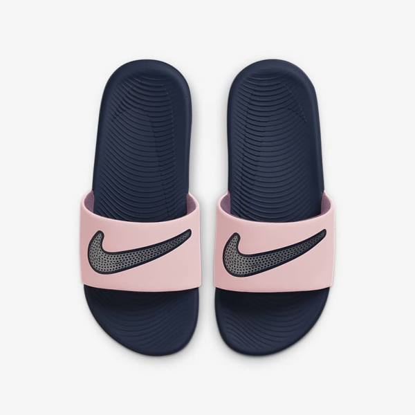 Nike Kawa SE Older Kids' Slides Pink / Navy / Metal Silver | NK390KYC