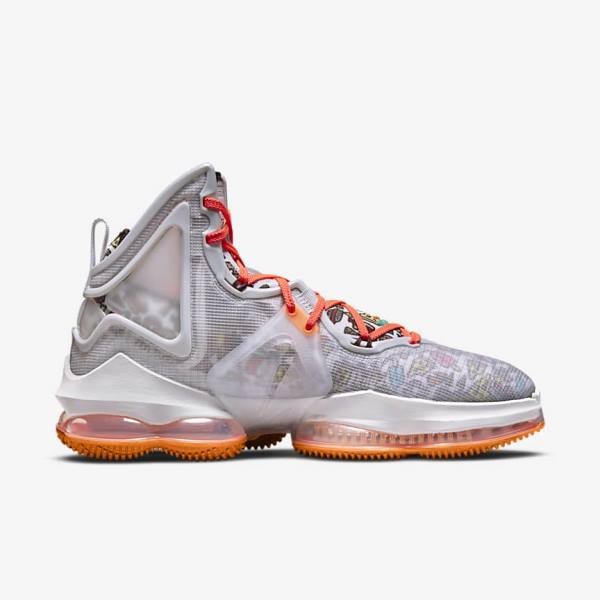 Nike LeBron 19 Men's Basketball Shoes Grey / Orange / Light Red / Green | NK250SAT