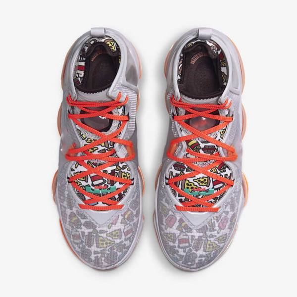 Nike LeBron 19 Men's Basketball Shoes Grey / Orange / Light Red / Green | NK250SAT