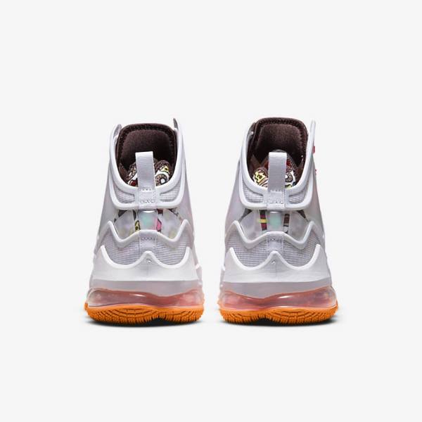 Nike LeBron 19 Men's Basketball Shoes Grey / Orange / Light Red / Green | NK250SAT