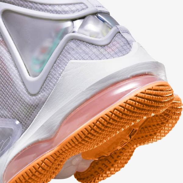 Nike LeBron 19 Men's Basketball Shoes Grey / Orange / Light Red / Green | NK250SAT